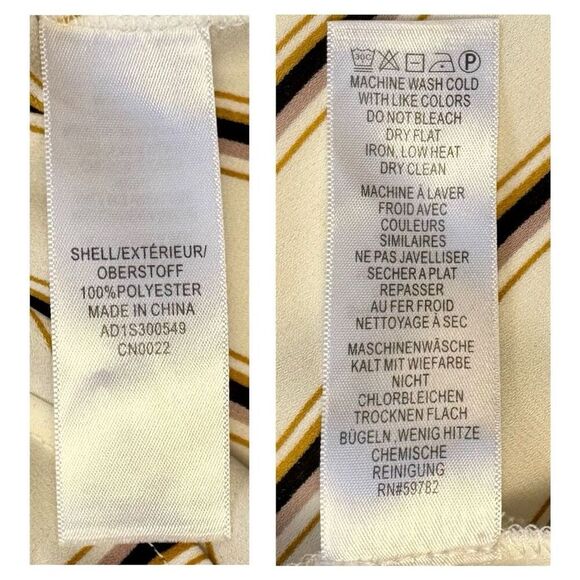 Adrianna Papell Cream Striped V-Neck Wrap Blouse Sz M - Picture 10 of 11